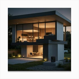 Modern House At Dusk Canvas Print