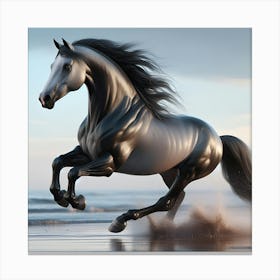 Horse Running On The Beach Canvas Print