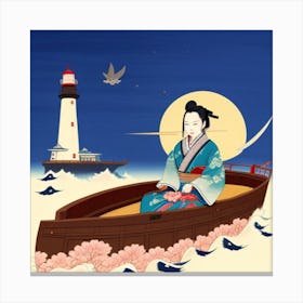Geisha In A Boat Canvas Print