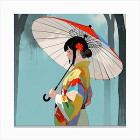 Japanese girl with umbrella 4 Canvas Print
