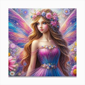 Beautiful fairy with flowers  Canvas Print