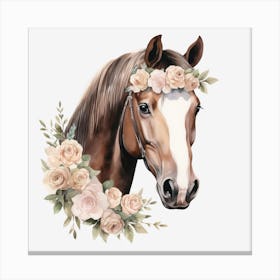 Horse Head With Roses 3 Canvas Print