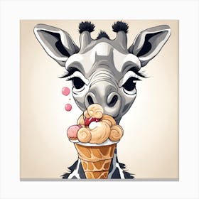 Giraffe Eating Ice Cream Canvas Print