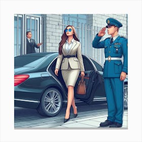 Professional Lady coming from Mercedes Canvas Print