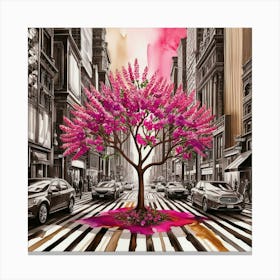 Pink Tree In The City 1 Canvas Print