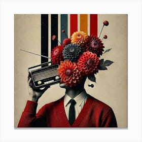 Man With Flowers On His Head Canvas Print