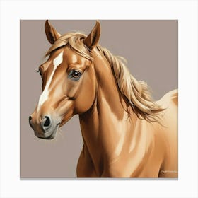 Illustration Of Light Brown Horse Art Print 3 Canvas Print