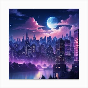 Wave Moon Canvas Print