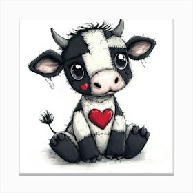 Little Cow With Heart 1 Stampe su tela