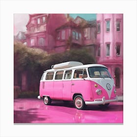 Pink Vw Bus Canvas Print