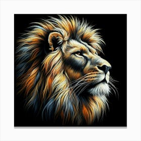 Lion Painting in oil pastel Canvas Print