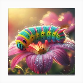 Caterpillar On A Flower Canvas Print