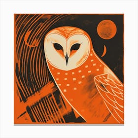 Retro Bird Lithograph Barn Owl 3 Canvas Print
