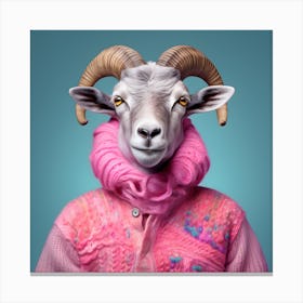 Goat In A Pink Sweater Canvas Print