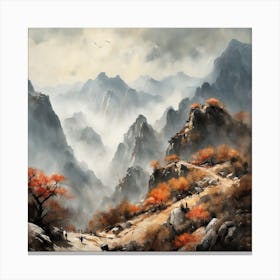 Chinese Mountains Landscape Painting (68) Canvas Print