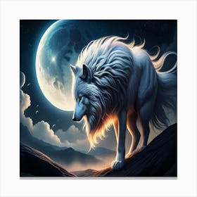 Wolf In The Moonlight Canvas Print