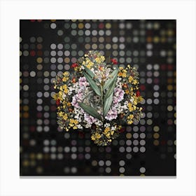 Vintage Globba Erecta Flower Wreath on Dot Bokeh Pattern Canvas Print