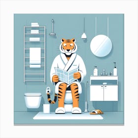 Tiger In Bathroom Illustration Canvas Print