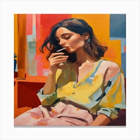 Woman Smoking A Cigarette 1 Canvas Print