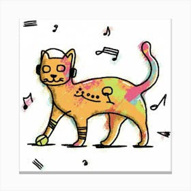 Cat With Music Notes 1 Canvas Print