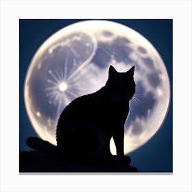 Lunar Cat Silhouette Canvas Print