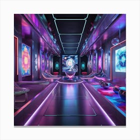 Futuristic Train Interior Canvas Print