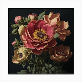 Peonies In A Vase Canvas Print