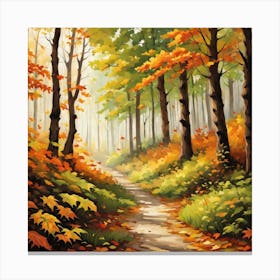 Forest In Autumn In Minimalist Style Square Composition 136 Canvas Print