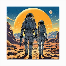 Two Astronauts In Space 1 Canvas Print