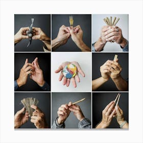 A set of striking and well-composed images showcasing various hands-on and craft-based activities, symbolizing creativity, innovation, and the hands that bring ideas to life. These versatile images can be applied across industries to convey a sense of uniqueness and personal touch. Canvas Print