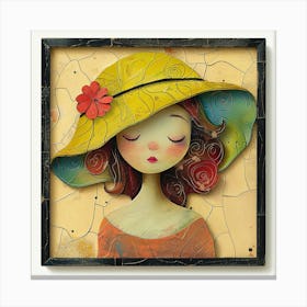 Girl In Yellow Hat Canvas Print