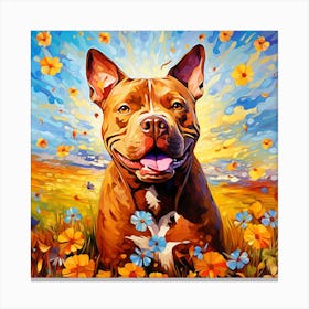 Pit Bull Painting Canvas Print