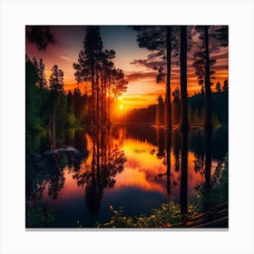 Sunset In The Forest 5 Canvas Print