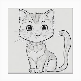 Cartoon Cat Drawing Canvas Print