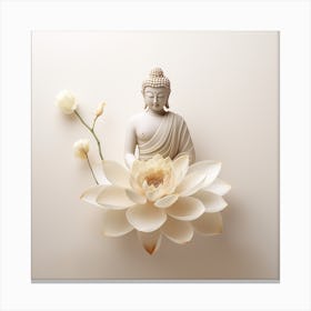Buddha Statue With Lotus Flower Canvas Print