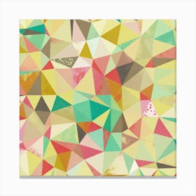 Abstract Triangles and Shards in Green and Pink Canvas Print
