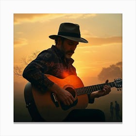 Man Playing An Acoustic Guitar 1 Canvas Print