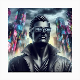 Futuristic Man In Sunglasses Canvas Print