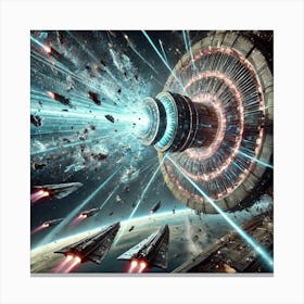 A Colossal Space Based Weapon System Firing Concen Canvas Print