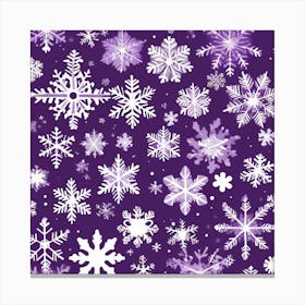 Snowflakes On Purple Background Canvas Print