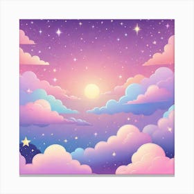 Sky With Twinkling Stars In Pastel Colors Square Composition 285 Canvas Print