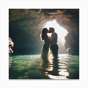 Couple Kissing In A Cave 3 Canvas Print