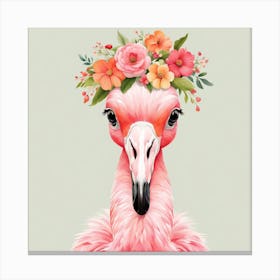 Floral Baby Flamingo Nursery Illustration (16) Canvas Print