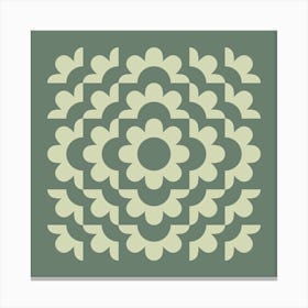 Abstract Geometric Flower Pattern 2 in Forest Sage Green Canvas Print