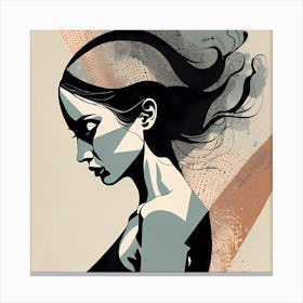 Girl From Side Illustration Canvas Print