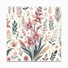 Scandinavian style,Pattern with pink Orchid flowers 2 Canvas Print