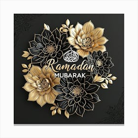 Ramadan Mubarak 2025  black and gold wall art design Ramadan 2025 black and gold aesthetic Canvas Print