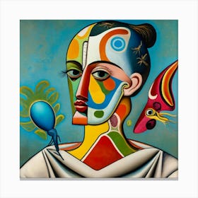 Woman With A Blue Face Canvas Print