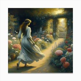 Girl In A Garden 4 Canvas Print