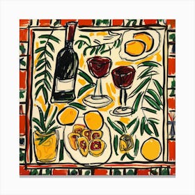 Wine With Friends Matisse Style 6 Canvas Print